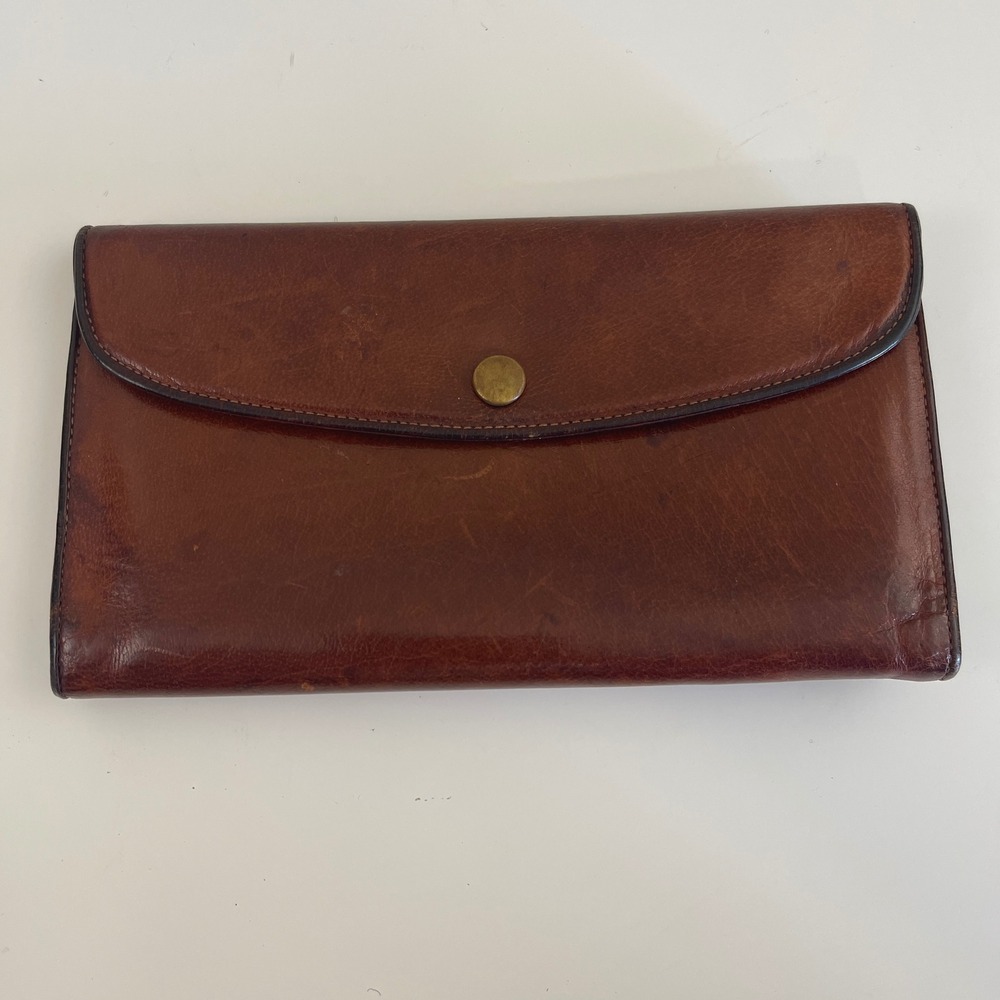 Vintage Coach Wallet Checkbook British Tan Leather Snap Long Bifold Designer